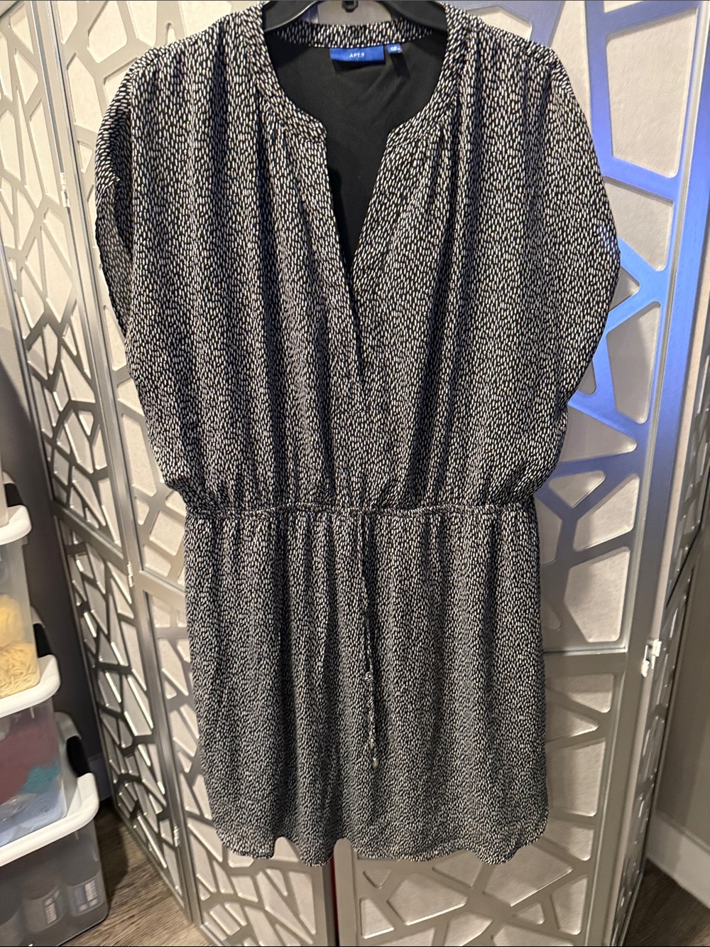 Apt. 9 Black Mini Dress with White Dash Print